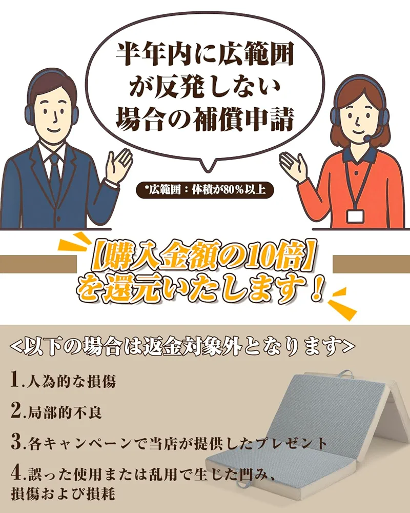 Amazon｜KOJIHOMU 折りたたみマットレス 厚さ10cm【 高反発 硬め